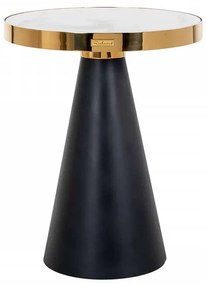 Masuta de cafea rotunda din marmură si otel Odin 55x45x45 cm alb/negru