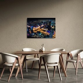 Tablou pe sticlă cu oraș nocturn (70x50 cm)