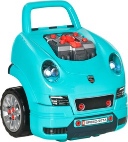 HOMCOM Atelier Reparații Jucărie, Camion cu Motor și 61 Accesorii pentru Copii, cu Roți și Mâner, 40x39x47 cm, Albastru | Aosom Romania