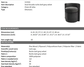 Fotoliu design LUX Arcadia, catifea gri inchis 113161 HZ