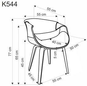 Scaun K544 gri/nuc H77 cm
