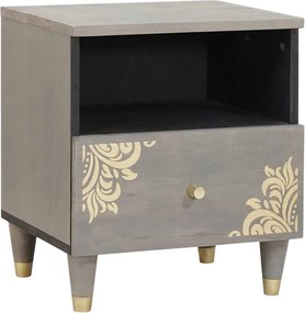 vidaXL Dulap de noapte Gri 40 x 33 x 46 cm Lemn de mango solid