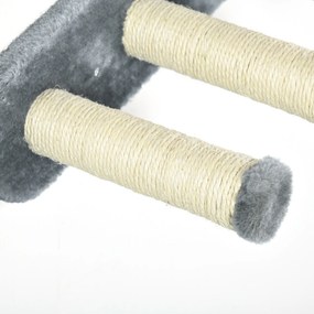 PawHut Pom pentru pisici traseu pe perete complet 4 bucăți zgârier hamac platformă sisal plus gri | Aosom Romania
