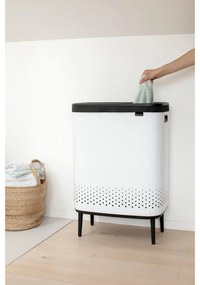 Cos de rufe Brabantia Bo 1004176, 2x45 L, Umplere fara deschidere, Orificii aerisire, Picioare reglabile, Alb