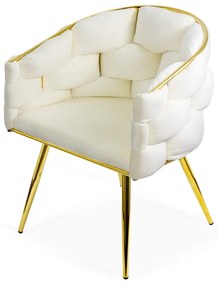 Scaun living crem din catifea cu cadru auriu BUC 251