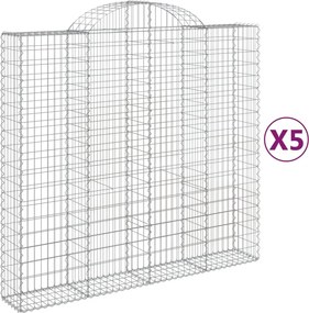 vidaXL Coșuri gabion arcuite 5 buc, 200x50x180/200 cm, fier galvanizat