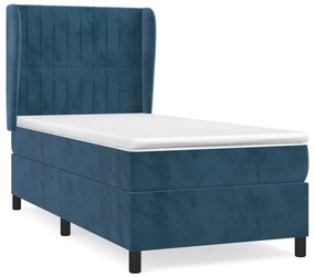 3129301 vidaXL Pat box spring cu saltea, albastru închis, 80x200 cm, catifea
