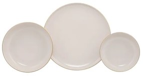 Set de masă, 18 piese, porțelan, bej/auriu