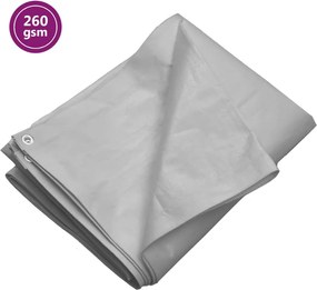vidaXL Prelată 260 g/m², gri, 4x8 m, HDPE