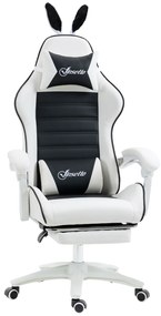 Vinsetto Fotoliu de gaming cu sprijin lombar, înălțime reglabilă, spătar reglabil, urechi de iepure și pernă pentru cap, negru | Aosom Romania