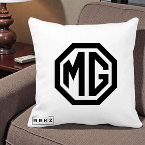 Perna Personalizata cu emblema MG, 40x40 cm, Alba Mata, Husa Detasabila, Perna Inclusa, BEKZ®