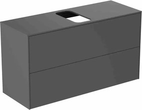 Dulap baza suspendat Ideal Standard Atelier Conca 2 sertare si blat cu decupaj central 100 cm antracit mat