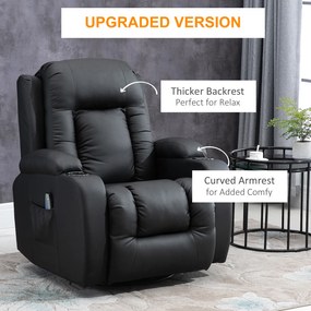 HOMCOM Fotoliu Relax pentru Masaj Rabatabil din Imitatie de Piele Bej cu 8 Puncte de Masaj si Telecomanda, 85x94x104cm, Negru | AOSOM RO