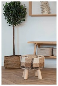 Taburet alb/maro cu tapițerie din țesătură bouclé Aberdeen – House Nordic