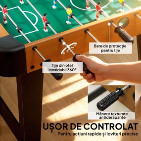 SPORTNOW mini masă de fotbal 92x75x71 cm, 22 jucători, 2 mingi, 8 bare, marcator, maro | Aosom Romania