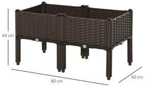 Outsunny Ghiveci pentru Exterior Rialzat 2 Bucati cu Autoirigare din PP Maro | Aosom Romania