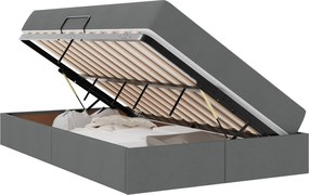 vidaXL Pat cu saltea și spațiu de depozitare Gri închis 120 x 200 cm