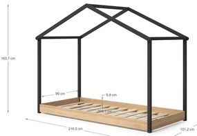 Pat pentru copii Marckeric Arthur, 90 x 190 cm, gri antracit