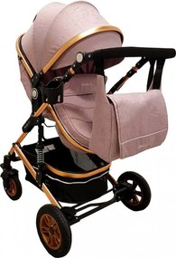 Carucior nou nascuti 3 in 1 Baby Care™ PRO 531 , Cu geanta Bebe inclusa, Cadru Aluminiu Gold, Amortizoare, Roti din cauciuc plin AVE, Landou, Scoica