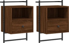 vidaXL Noptiere de perete, 2 buc., stejar maro, 40x30x61 cm, lemn