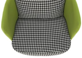 Fotoliu design, model alb-negru/ piele ecologică verde, EMREN