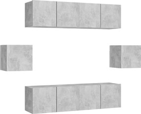 vidaXL Set de dulapuri TV, 6 piese, gri beton, lemn prelucrat
