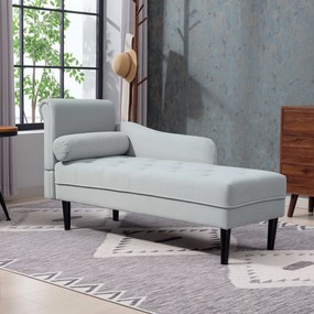 HOMCOM Canapea Chaise Longue cu tapițerie cu efect de catifea, gri | Aosom Romania