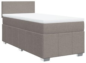 3286948 vidaXL Pat box spring cu saltea, gri taupe, 90x200 cm, textil