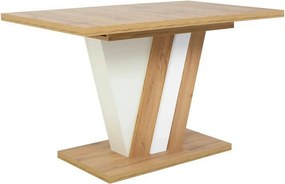 Masa extensibila ZATAR, stejar wotan/alb, PAL laminat, 125/170x75x76 c