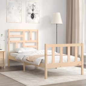 3193041 vidaXL Cadru de pat cu tăblie single, lemn masiv
