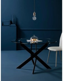 Masă de dining rotundă cu blat din sticlă 120x120 cm Ruth – Marckeric