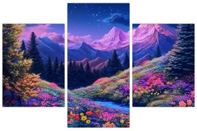 Tablou - Peisaj violet la lună plină (90x60 cm)