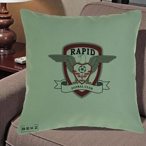 Perna Personalizata Rapid Fotbal Club 1923, 40x40 cm, Verde, Husa Detasabila, Perna Inclusa, BEKZ®