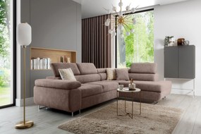 Colțar extensibil Annabelle L dreapta - bej catifea hidrofobă Vogue 4 / picioare cromate