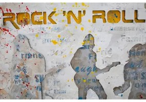 Tablou alb / gri din lemn de pin si panza, 120 x 3 x 60 cm, Rock N Roll Mauro Ferreti