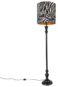 Lampă de podea neagră cu abajur cu imprimeu zebră 40 cm - Classico