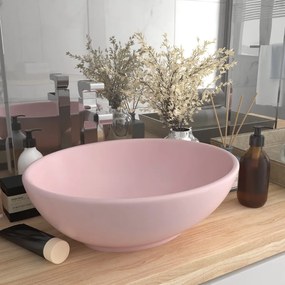 Chiuveta de lux, roz mat, 40 x 33 cm, ceramica, forma ovala matte pink