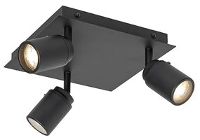 Spot modern pentru baie negru pătrat 3 lumini IP44 - Ducha