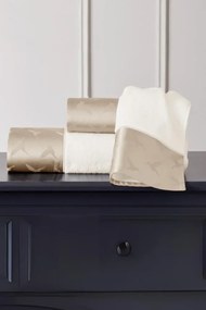 Set cadou de prosoape și prosop de corp COLIBRI, 3 buc Alb – Broderie bej Set (prosop mic 30x50cm, prosop 50x100cm, prosop de corp 75x150cm)