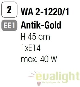 Aplica perete design rustic Torcia WA 2-1220/1 Antik/gold OR