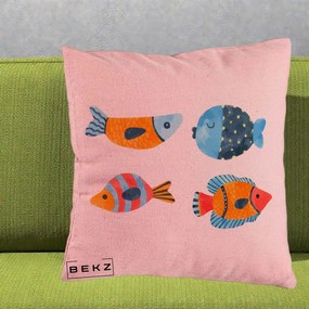 Perna Decorativa Pesti Acuarela, 40x40 cm, Roz, Husa Detasabila, Perna Inclusa, BEKZ®