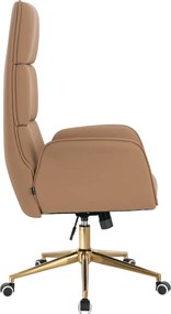 HR850K Scaun Caramel Piele Ecologica Premium Soft cu Bază Aurie