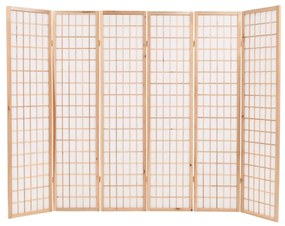 245904 vidaXL Paravan pliabil 6 panouri, stil japonez, 240x170 cm, Natural