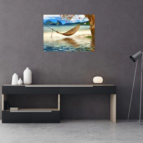 Tablou pe sticlă - Relax la plajă (70x50 cm)
