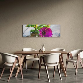 Tablou flori tăiate (cu ceas) (90x30 cm)