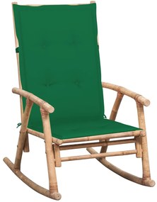 Scaun balansoar cu perna, bambus 1, Verde, 120 x 50 x 3 cm