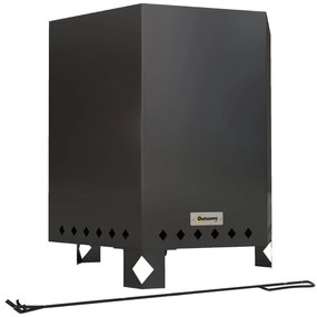 Outsunny Focar Focar Tăcere, inclusiv cu croșetă, 45 x 38,8 x 46,5 cm, Argintiu + Negru | Aosom Romania