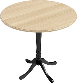 HOMCOM Masă rotundă pentru 4 persoane Ø 80 cm, masă de bucătărie, suport din oțel, stil modern, lemn natural și negru | Aosom Romania