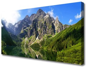 Tablou pe panza canvas Mountain Lake Natura Gri Verde