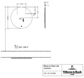 Oglinda, Villeroy&amp;Boch More to See Lite, 85cm, iluminare LED, A4608500